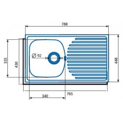 EVIER EGOUTTOIR ENCASTRABLE 1 BAC INOX   CDS1