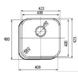 CUVE SOUS PLAN 1 BAC INOX  CBP 4040 /A