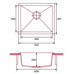 CUVE SOUS PLAN 1 BAC  GRANITE 4540 1B BK